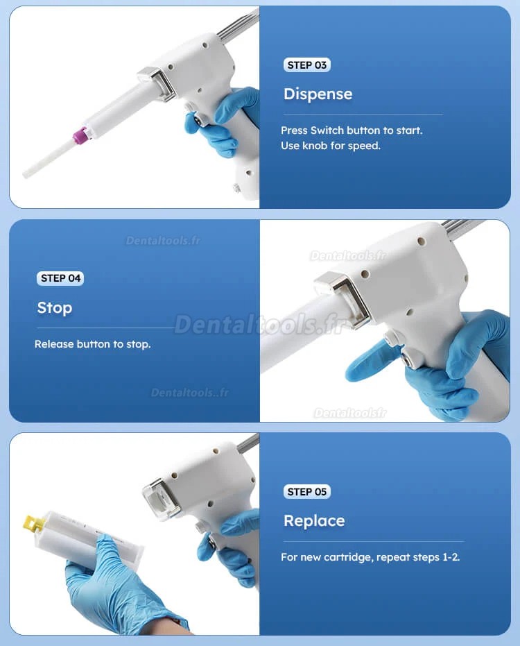 Pistolet &eacute;lectrique portable pour empreinte dentaire 1:1 2:1 50ml